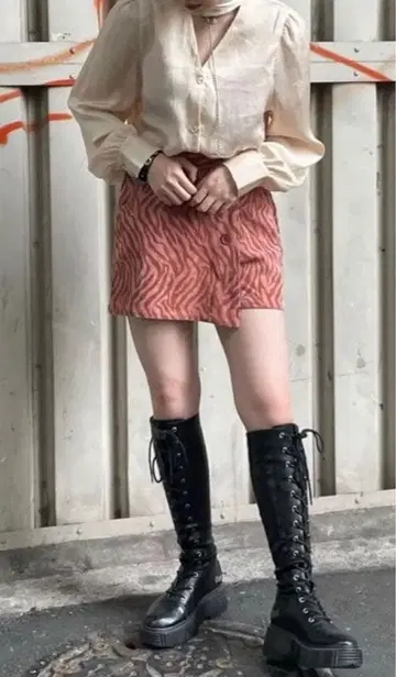 jouetie 제브라 랩 스커트 팬츠