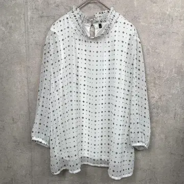 셔츠 블라우스 칠분 시어 XL 화이트 올 패턴 봄/여름 여성용