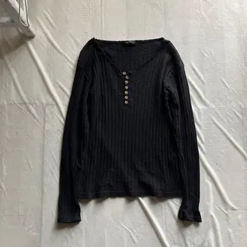 unknown / 헨리넥 롱 T 블랙 M 그런지 쇼트 기장 y2k