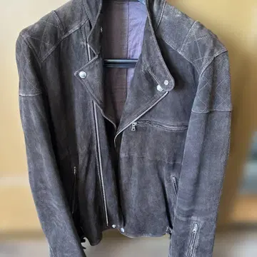 스웨이드 라이더 자켓 다크 브라운