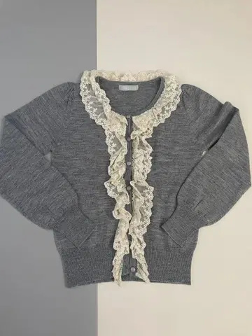 프릴 달린 그레이 니트 가디건 36