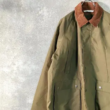 ZARA 밀리터리 자켓 긴팔 미들 기장 카키 폴리에스테르 코튼