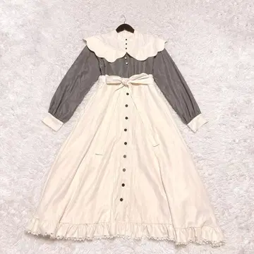 favorite 스캘럽 맥시 원피스 케이프 옷깃 플레어 리본