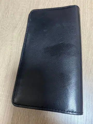 블랙 소가죽 장지갑 카드 포켓 부착