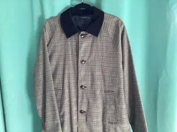 체크 무늬 스텐카라 코트