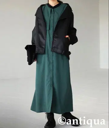 안티카 완판템 스퀘어 칼라 셔츠 원피스