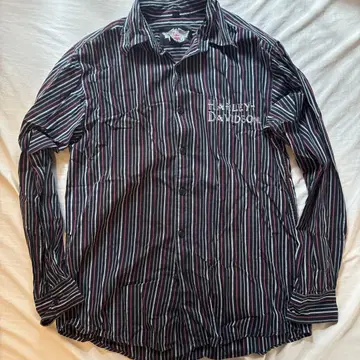 HARLEY-DAVIDSON 스트라이프 긴팔 셔츠 S 자수