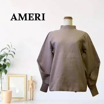 zG562 [ F ] AMERI 코쿤 실루엣 보틀넥 벌룬 슬리브