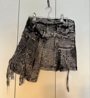 DimMoire 데님 랩 미니 스커트 그레이