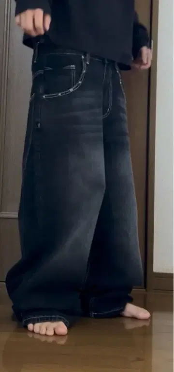 gloe 블랙 데님 sk8 y2k jnco