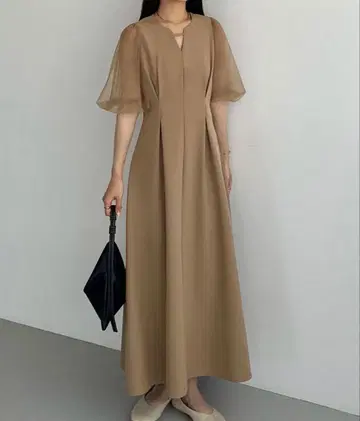 callautia 튤 슬리브 허리 턱 원피스