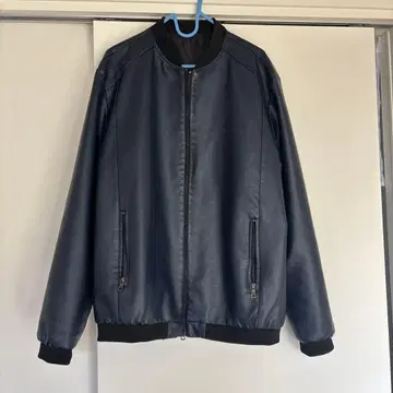 다크 블루 4XL PU 가죽 자켓
