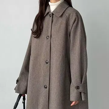 callautia 헤링본 스텐칼라 롱 코트