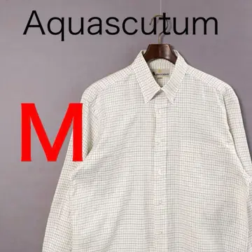 H3587 아쿠아 스큐텀 긴팔 체크 무늬 버튼 다운 셔츠