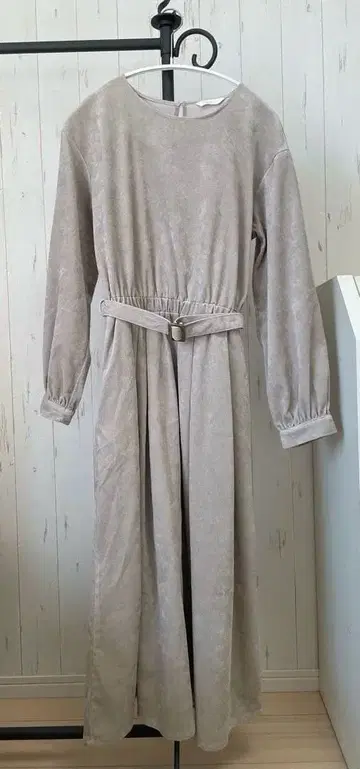 [ ehka sopo ] 코듀로이 허리 벨트 긴팔 원피스