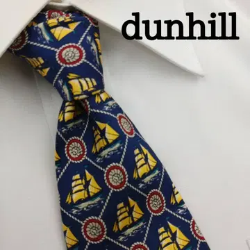 던힐 고급 실크 넥타이 올 패턴 (배) 네이비