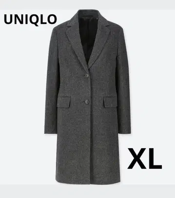 유니클로 XL 오버 글렌체크 울 캐시미어 체스터 코트