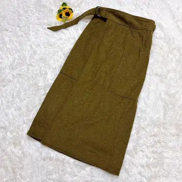 작은 나노 유니버스 [ S ] 양모 울 롱 랩스커트 벨트 포함 카키