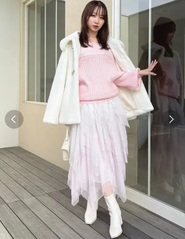 dazzlin 헤밍 티어드 샤샤 스커트