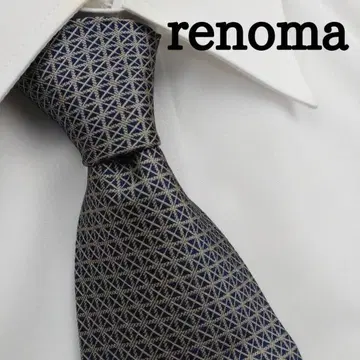 레노마 고급 실크 넥타이 올 패턴 다크 그레이