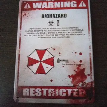 바이오하자드 엄브렐라사 경고 사인 (소) 사이즈 양철제
