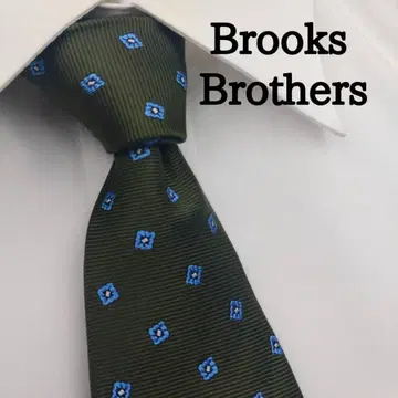 브룩스브라더스 고급 실크 넥타이 올 패턴 올리브