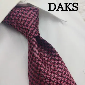 닥스 고급 실크 넥타이 올 패턴 다크 레드