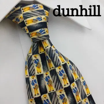 던힐 고급 실크 넥타이 올 패턴 블랙