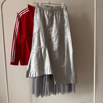 AULAAILA 메탈릭 실버 롱 스커트