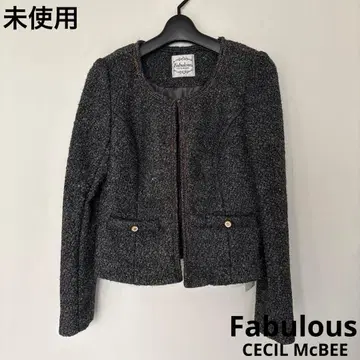 미사용 택 포함 패뷸러스 노카라 부클레 자켓 코트 M 그레이 울 혼방