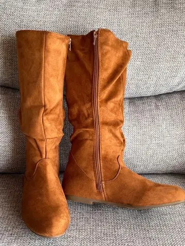 브라운 스웨이드 롱 부츠 빅 사이즈