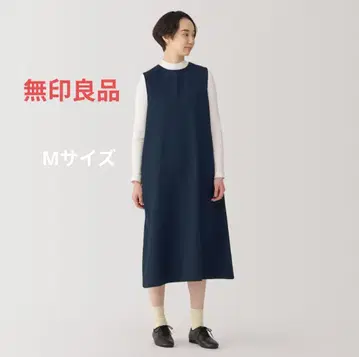 무인양품 네이비 A라인 슬리브리스 원피스