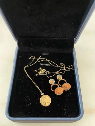 코인 목걸이 K10 귀걸이 세트