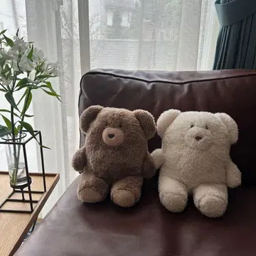 곰형 봉제 인형 세트 브라운과 화이트 moco mocha