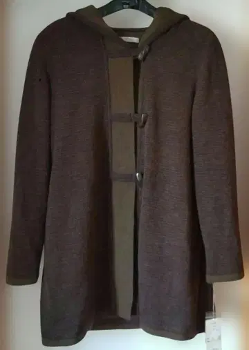 다크 브라운 후드 부착 코트 9호 미사용, 택 포함