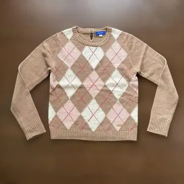 블루 라벨 아가일 무늬 베이지 계열 스웨터