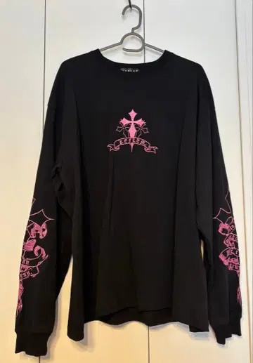 REFLEM 크로스 자수 긴팔 T셔츠 핑크