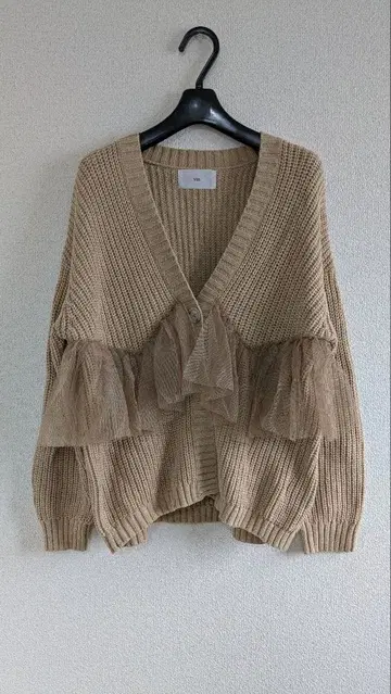 야마다야 Vin 프릴 니트 가디건 베이지 스콧 클럽