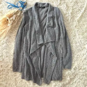 [MK 미쉘클랑] 그레이 니트 오픈 프론트 가디건 L