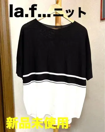 la.f. 반팔 니트 블랙/화이트 미사용 새상품