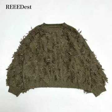 프린지 니트탑 (F) 오버 사이즈 볼륨 슬리브 페미닌 성인