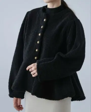 AMELY 페플럼 보아 자켓 블랙 M