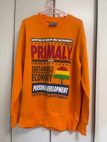 오렌지 프린트 맨투맨 트레이닝복 남녀 공용