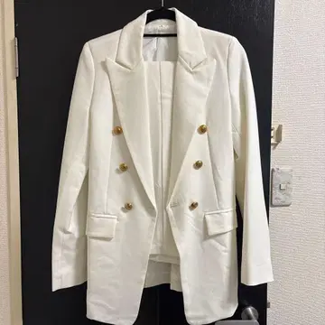 화이트 더블 브레스트 자켓 골드 버튼 입원 입학 졸업 졸업식