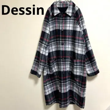 [ Dessin ] 롱 코트 체크 캐주얼 겉옷 롱 아우터 M