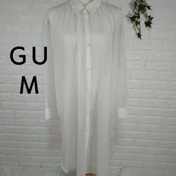 GU/ 화이트/ 긴팔 롱 셔츠/ M 사이즈