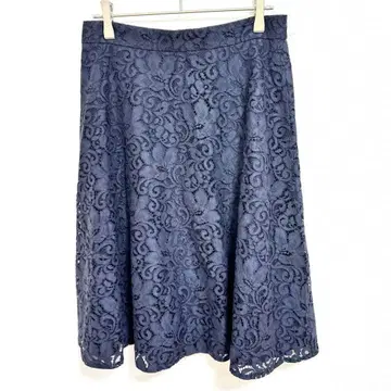 수프 전체 레이스 무릎 기장 플레어 스커트 [ L ] 네이비 일본제