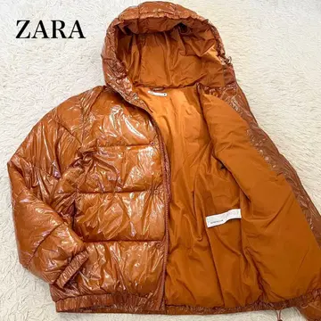 초레어 새상품급 자라 패딩 자켓 다운 에나멜 광택 브라운 L