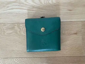 ILBISONTE 그린 가죽 이단 가마구치 지갑