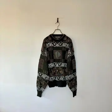 빈티지 총무늬 니트 아트 가죽 블랙 XL 레트로 아크릴 멋짐